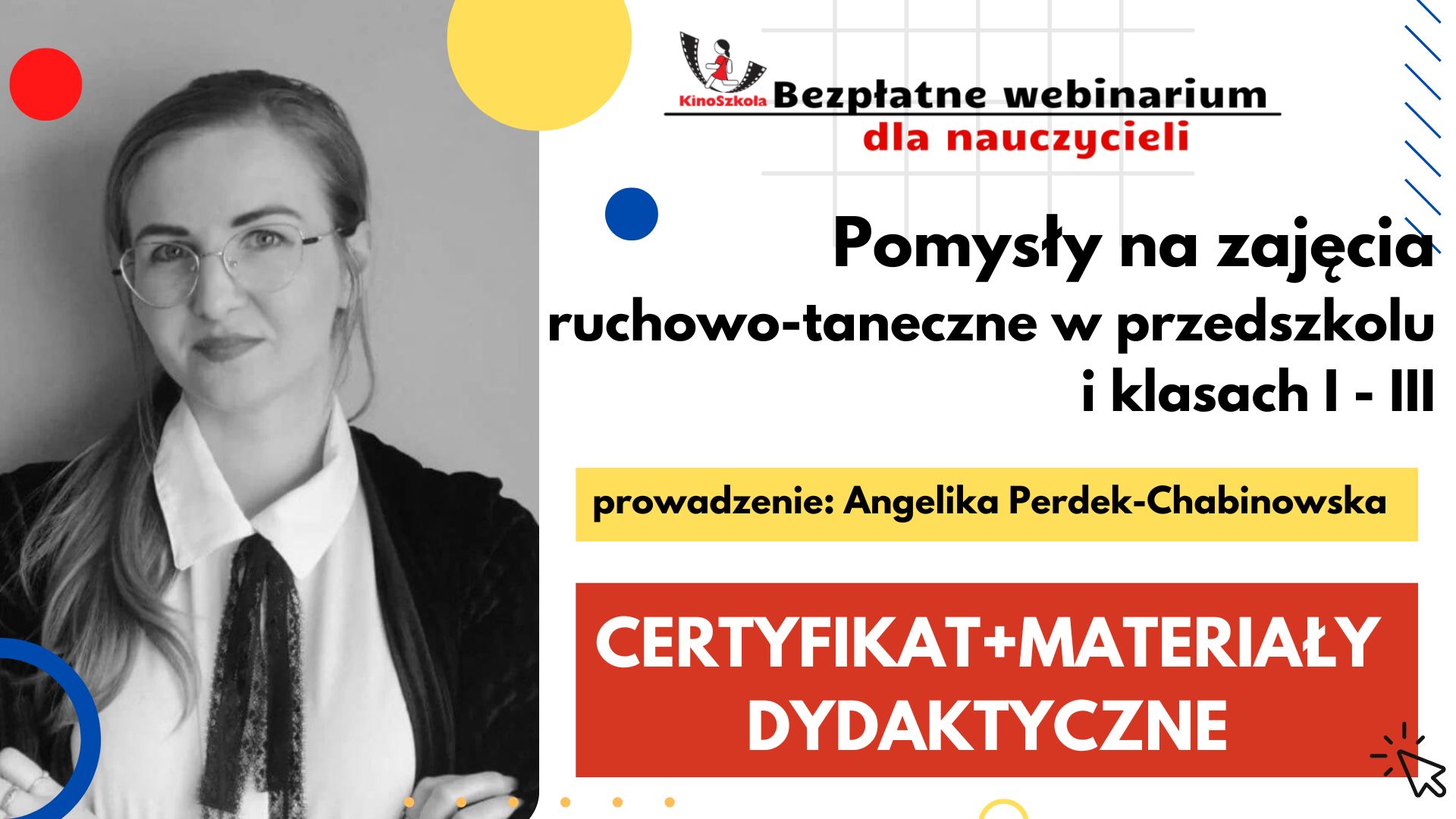 Pomysły na zajęcia ruchowo-taneczne w przedszkolu i klasach I-III - SZKOLENIE, certyfikat imienny i materiały dydaktyczne, 27.04.2023